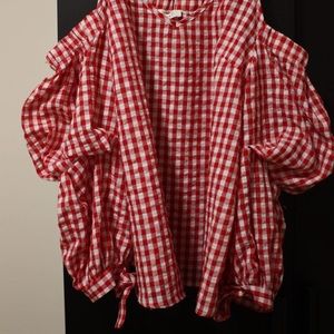 Red Gingham off shoulder blouse